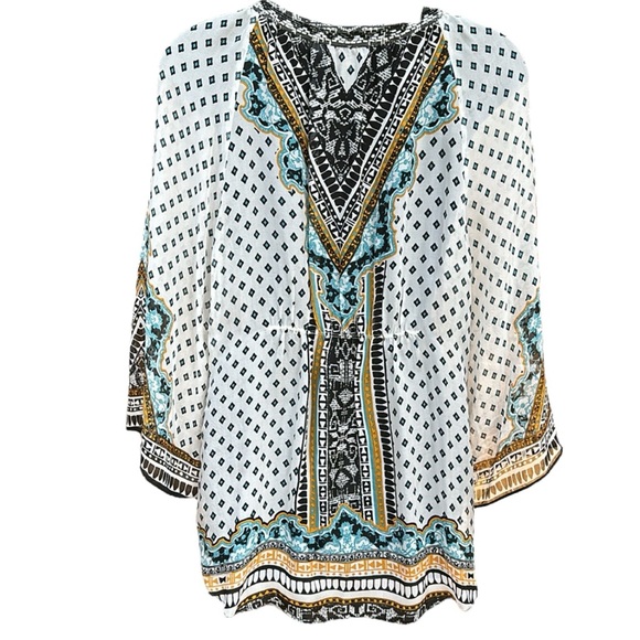 HALE BOB tunic in white, black, blue, & mustard, Small, EUC - Picture 5 of 12